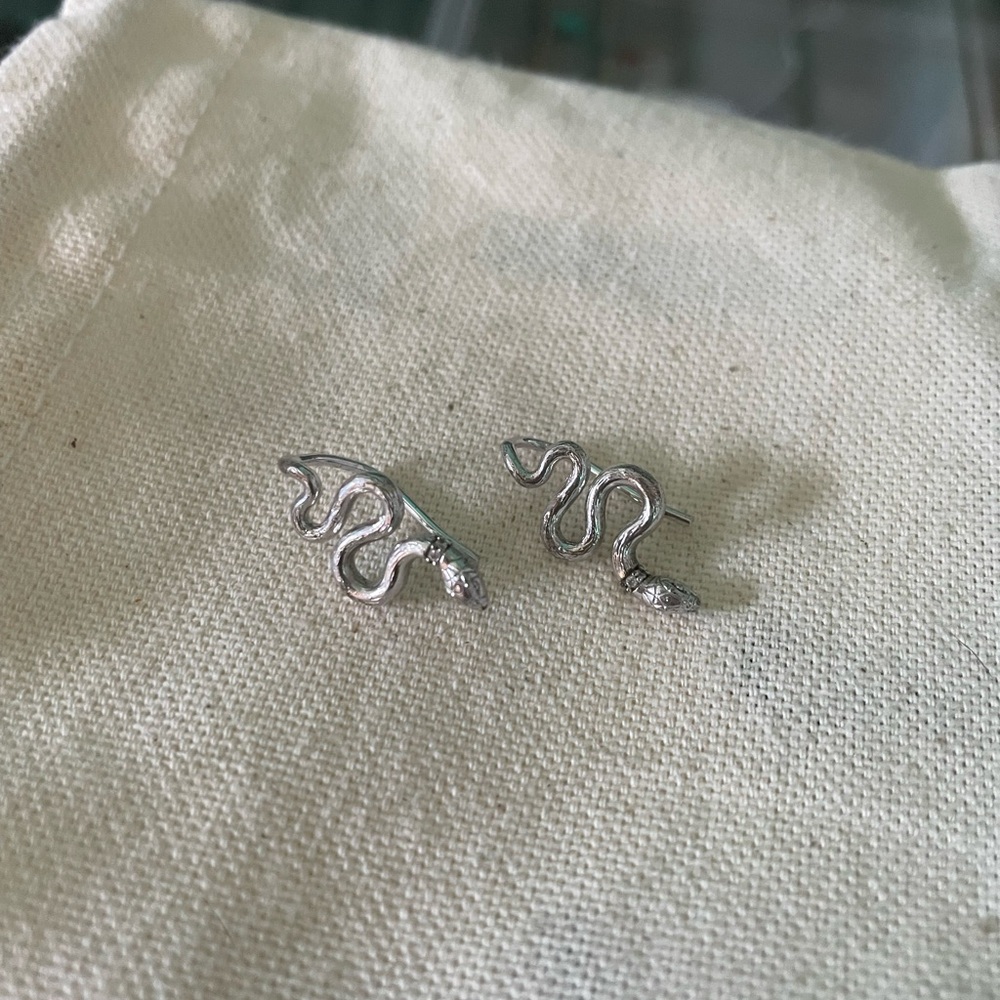 Sterling silver snake earrings